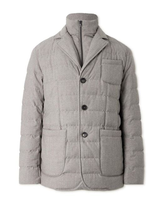 Herno Gray Convertible Quilted Wool-Blend Down Blazer for men