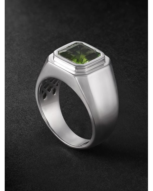 42 Suns Black 14-Karat Peridot Signet Ring for men