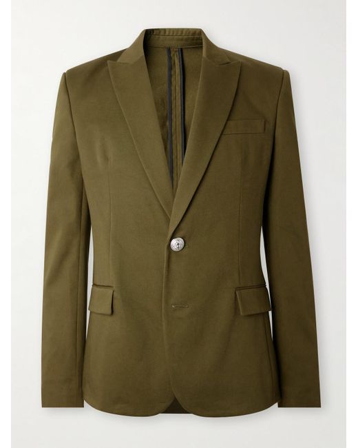 Balmain Green Slim-fit Cotton-twill Blazer for men