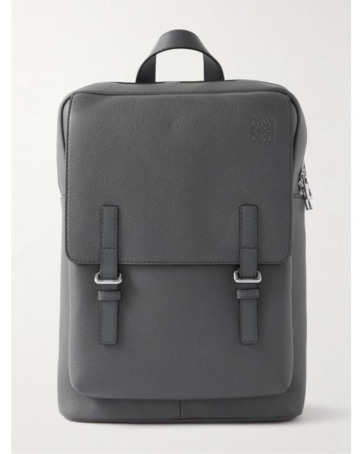 Loewe Gray Military Full-grain Leather Backpack for men