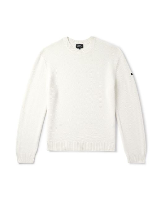 Men's White Thomas Logo-Appliquéd Honeycomb-Knit Virgin
