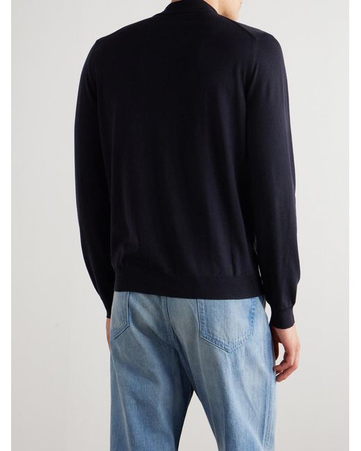 Slowear Blue Virgin Wool-Blend Mock-Neck Sweater for men