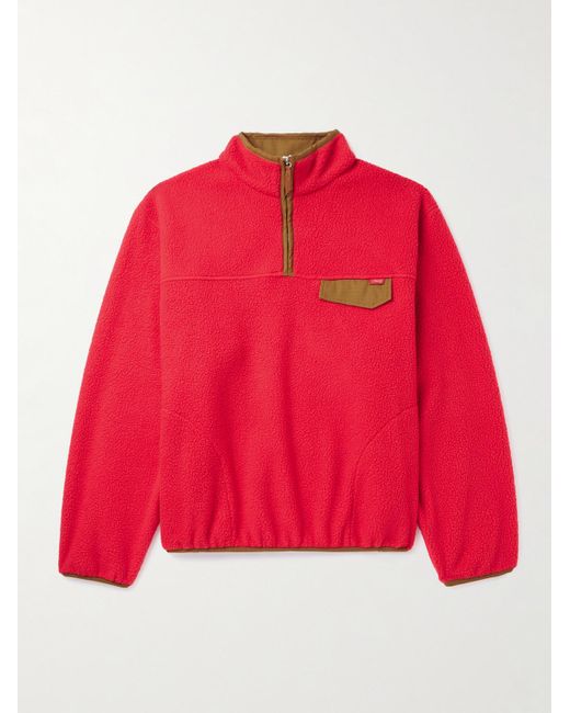 CHERRY LA Red Ripstop-trimmed Fleece Half-zip Jacket for men
