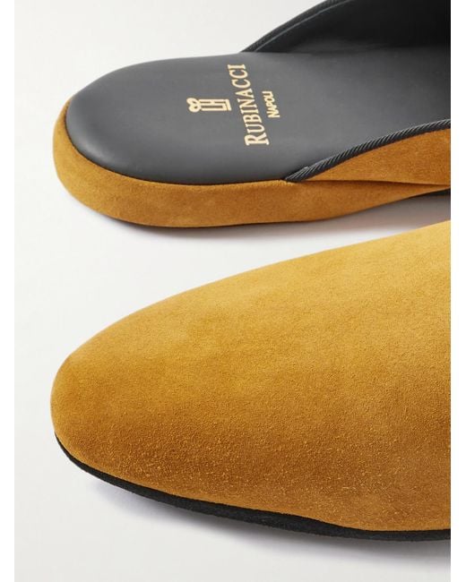 Rubinacci Brown Comfort Suede Slippers for men