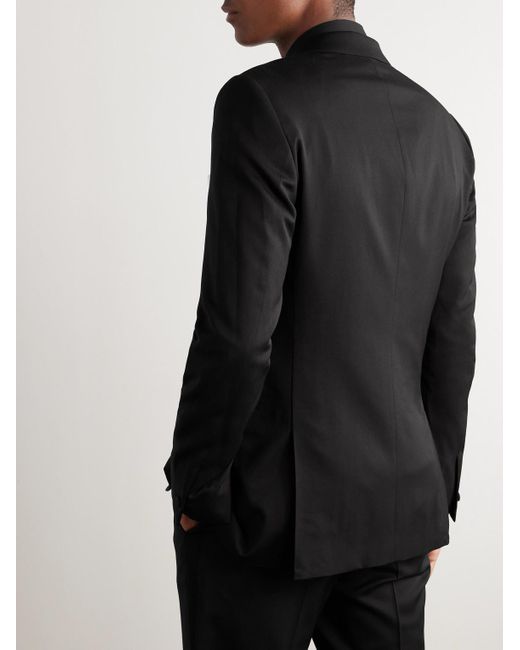 Mr P. Black Double Breast Wool Tuxedo Jacket for men