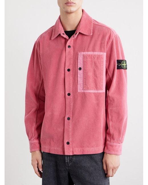 Stone Island Pink Organic Cotton-Corduroy Overshirt for men
