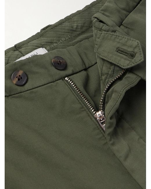 Boglioli Green Straight-Leg Cotton-Blend Twill Trousers for men