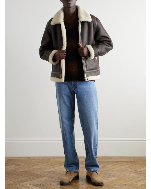 Mr P. Black Shearling Aviator Jacket for men