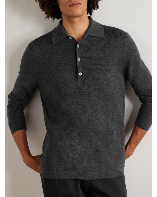 Mr P. Gray Merino Wool Polo Shirt for men