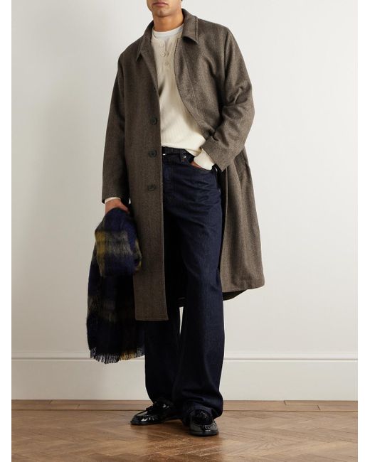 Boglioli Gray Loden Herringbone Wool-blend Coat for men