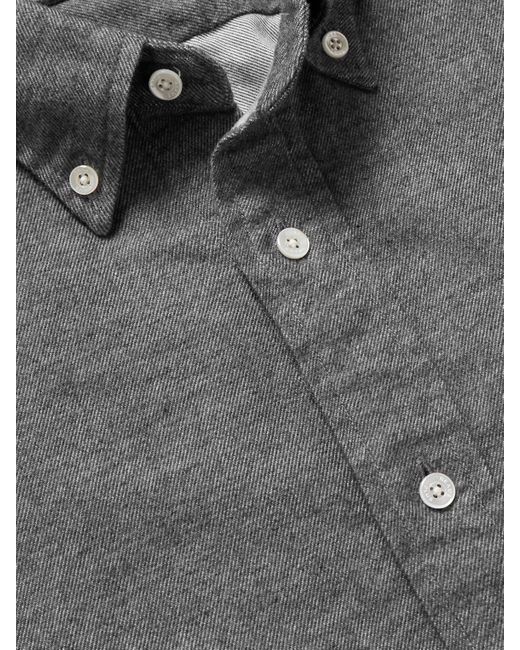 Beams Plus Gray Button-Down Collar Cotton-Flannel Shirt for men