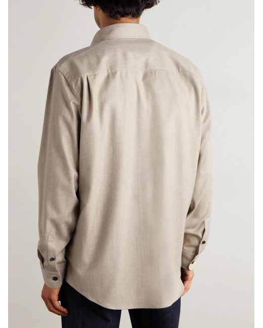 James Purdey & Sons Natural Cutaway-collar Wool And Cashmere-blend Shirt for men