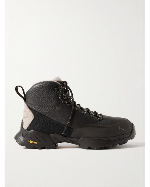 Roa Black Andreas Suede And Rubber-Trimmed Leather Hiking Boots for men