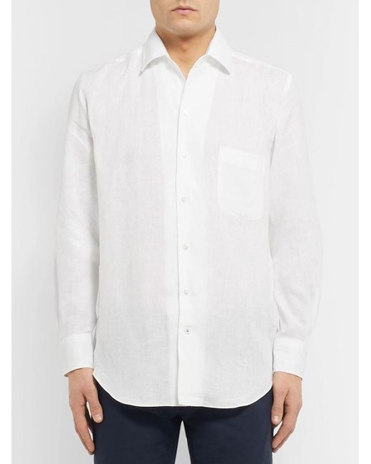 Loro Piana White Arizona Linen Shirt for men