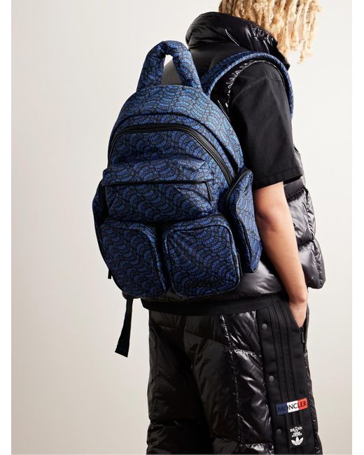 Moncler Genius Blue Adidas Originals Logo-print Leather-trimmed Padded Shell Backpack for men