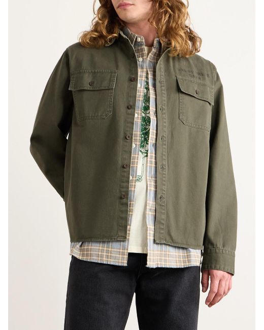 One Of These Days Green Country Men Logo-print Cotton-twill Shirt Jacket for men