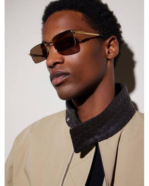 Bottega Veneta Natural Square-Frame-Tone Metal Sunglasses for men