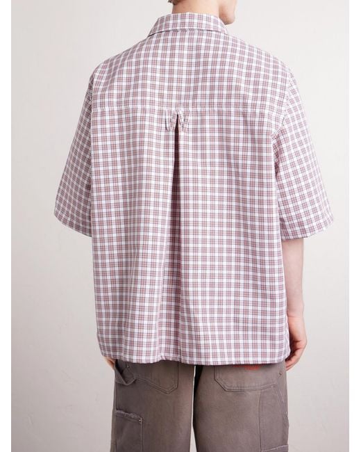 Willy Chavarria Pink Ss Corcoran Checked Woven Shirt for men
