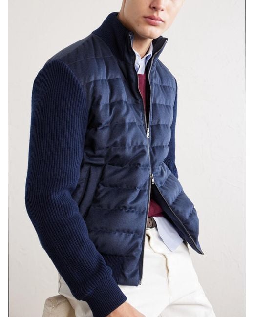 Herno Blue Quilted Twill Down Jacket for men