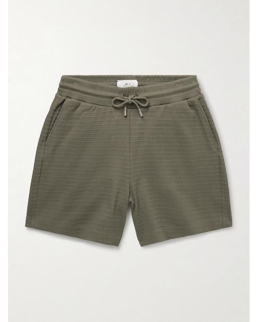Mr P. Gerade geschnittene Shorts aus geripptem Biobaumwoll-Jersey mit Kordelzugbund in Green für Herren