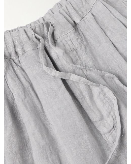 Massimo Alba Gray Key West Straight-leg Pleated Linen Drawstring Trousers for men
