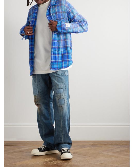 GALLERY DEPT. Blue Bare Knuckle Straight-Leg Distressed Patchwork Jeans for men