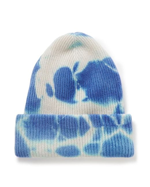 The Elder Statesman Blue Hot Parker Tie-dyed Ribbed Cashmere Beanie for men