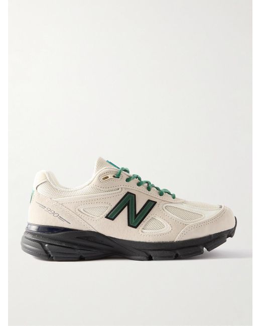 New Balance Natural 990v4 Leather-trimmed Suede And Mesh Sneakers for men