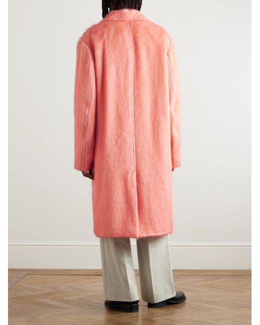 Dries Van Noten Pink Oversized Brushed Alpaca, Cotton And Wool-Blend Coat for men