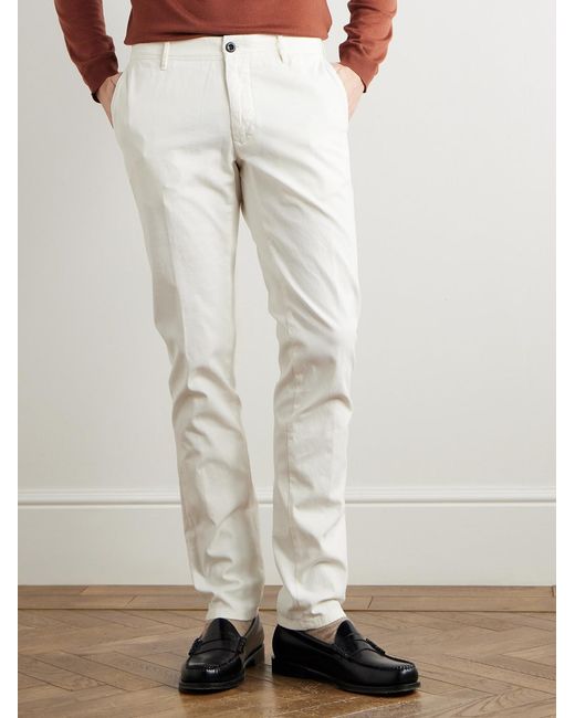 Slowear White Slim-Fit Panama Stretch-Cotton Canvas Trousers for men