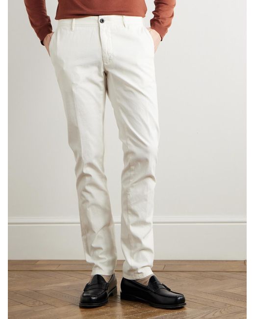 Incotex Schmal geschnittene Hose aus Panama-Canvas aus Stretch-Baumwolle in White für Herren