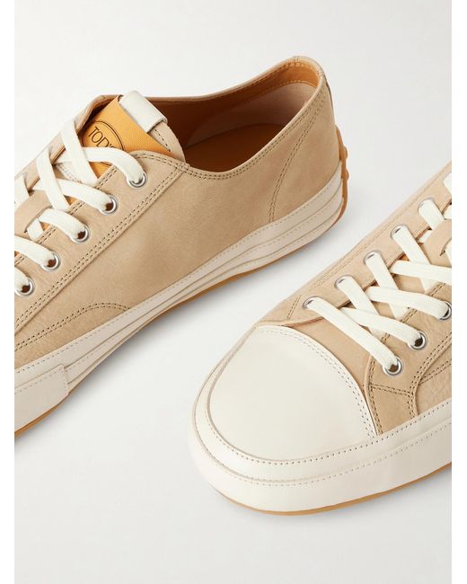 Tod's Natural Cassetta Leather-trimmed Nubuck Sneakers for men