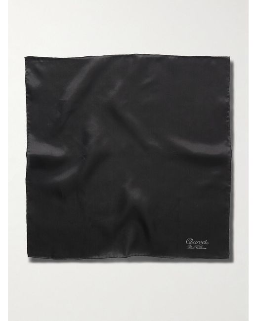 Charvet Black Silk Pocket Square for men