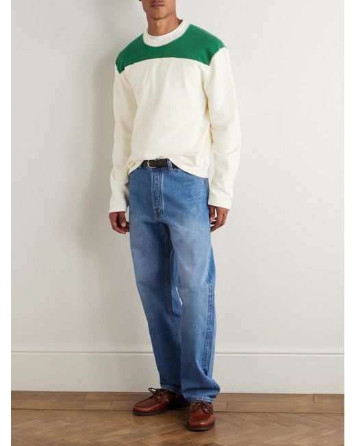 Drake's Blue Straight-Leg Selvedge Jeans for men