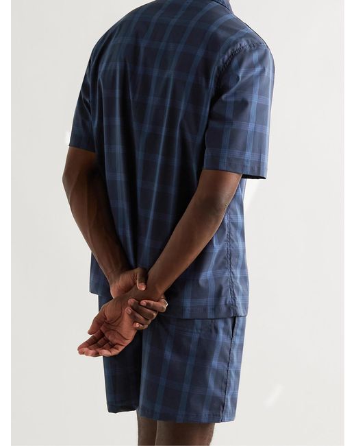 Howlin' By Morrison Blue Cocktail Camp-collar Checked Cotton-blend Ripstop Shirt for men