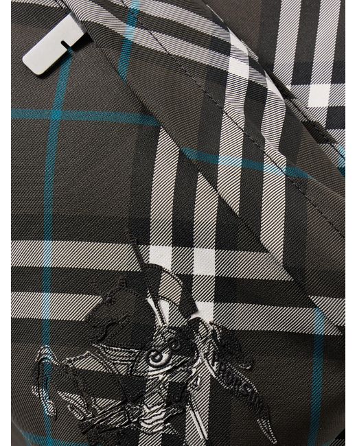 Burberry Black Logo-Embroidered Checked Coated-Canvas Backpack for men