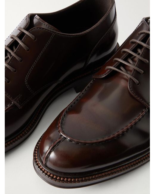 Brunello Cucinelli Brown Leather Derby Shoes for men