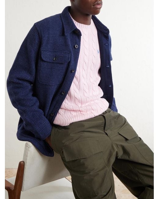 Polo Ralph Lauren Blue Checked Wool-Blend Shirt for men