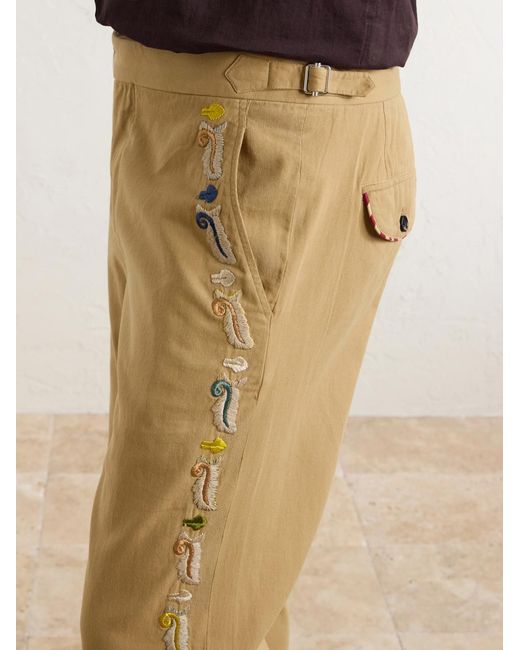 Bode Natural Straight-Leg Cotton Feather Runner Trousers for men