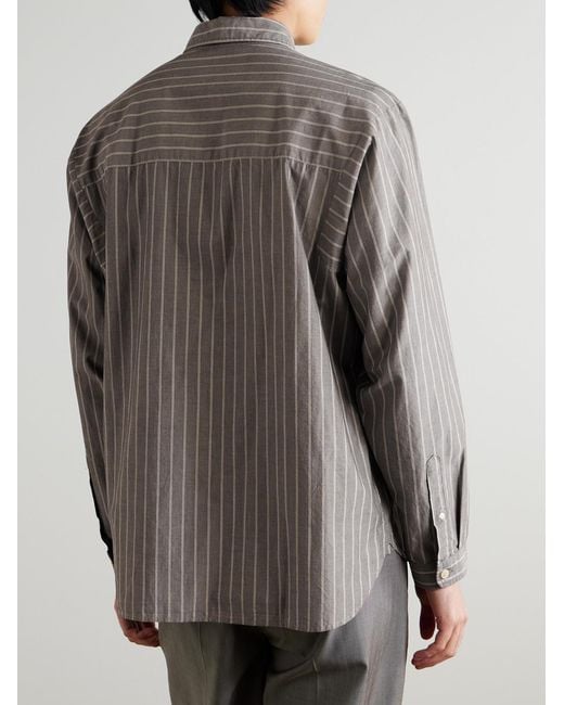 Oliver Spencer Gray Garrison Striped Cotton Shirt for men