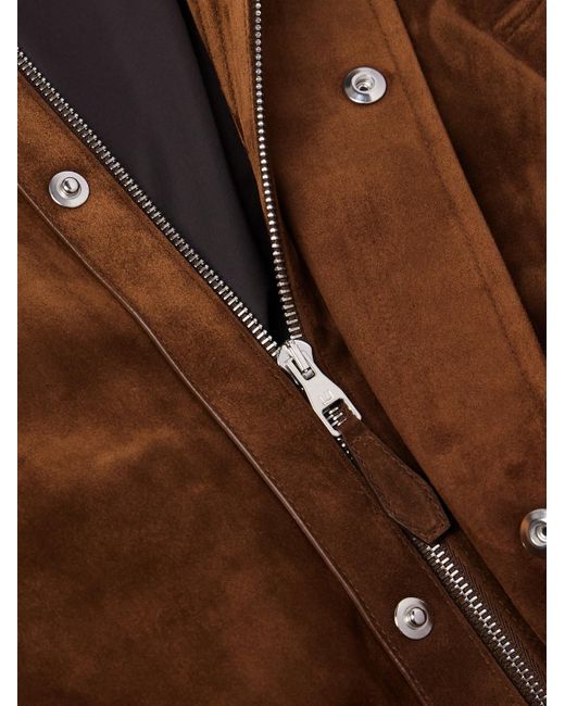 Dunhill Brown Belted Suede Field Jacket for men