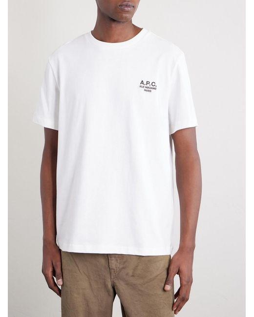 A.P.C. White Logo-embroidered Cotton-jersey T-shirt for men