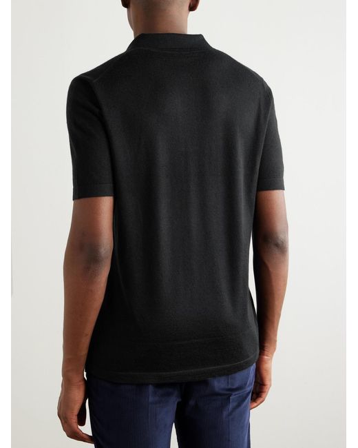 Gabriela Hearst Black Stendhal Merino Wool Polo Shirt for men