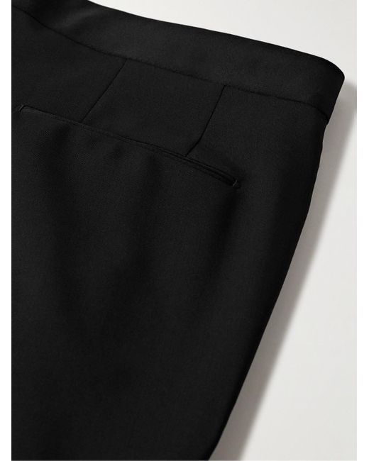 Zegna Black Straight-Leg Satin-Trimmed Wool And Mohair-Blend Tuxedo Trousers for men