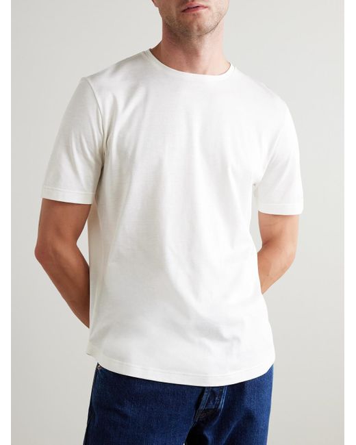 Loro Piana White Slim-fit Silk And Cotton-blend Jersey T-shirt for men