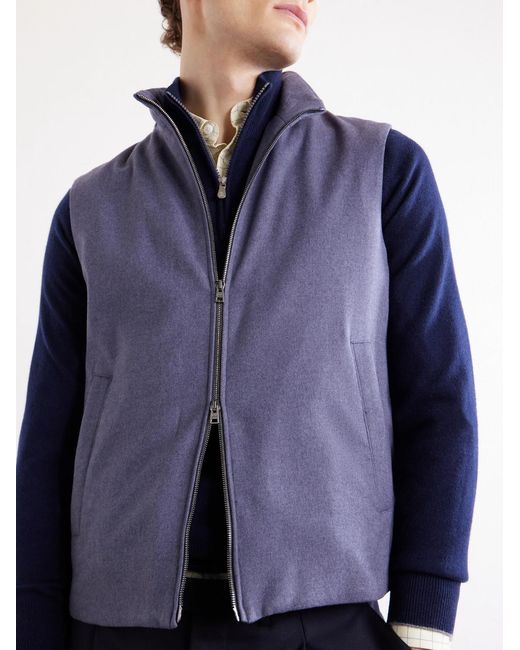 Herno Purple Leather Trimmed Silk And Cashmere-Blend Vest for men
