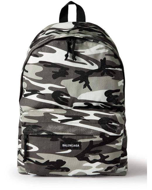 Balenciaga Explorer Distressed Camouflage-print Canvas Backpack in Black  for Men | Lyst