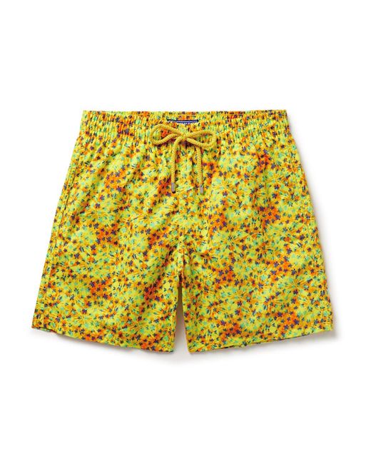 Vilebrequin Yellow Moorea Straight-leg Mid-length Printed Econyl® Swim Shorts for men