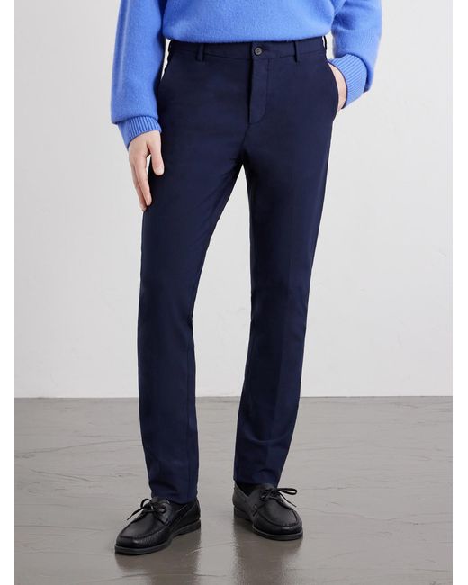 Eleventy Blue Straight-Leg Cotton-Blend Twill Chino for men