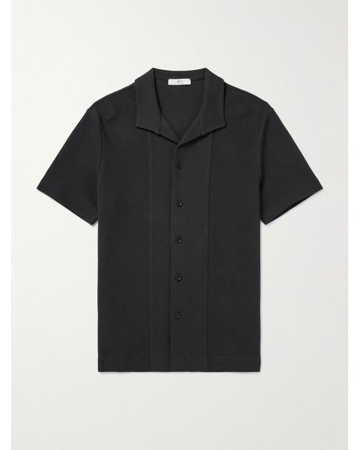 Mr P. Black Waffle-knit Cotton Shirt for men